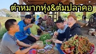 Ep: 1269 ตำหมากหุ่ง&ต้มปลาคอใหญ่กินที่เทียงนาบ่าวน้ำ
