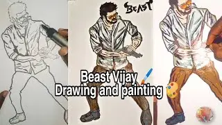 Vijay Beast first look Drawing& Painting step by step @Antonysdrawings