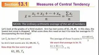 MATH 110: 13.1/13.2 Statistics-Measures of Central Tendency & Dispersion