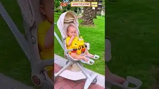 Baby sweating in the stroller again? This Baby Stroller Fan keeps them breezy and happy! #Stroller