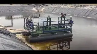 Lagoon dredging with sludge robot