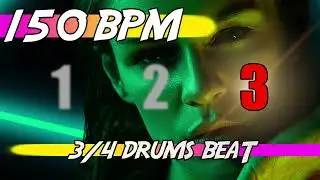 ✅ 150 BPM - 3/4 Drums Beat 🥁 Ten minutes of backing track