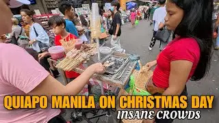 Quiapo MANILA CHRISTMAS DAY CROWD! This scene can only be seen in the Philippines [4k] walking tour 