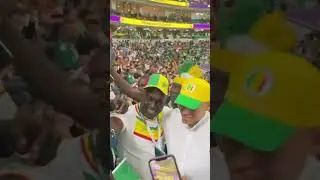 L'arriv&eacute;e de Karim Wade au Stade pour supporter les lions au Qatar