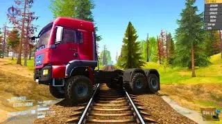 Spintires Mudrunner Gameplay P1 | Trucks vs Railway Train Track - Extreme Mud Crossing Challenge