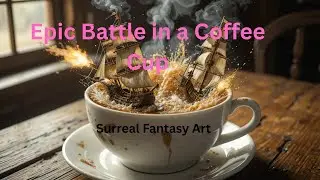 Epic Battle in a Coffee Cup ☕️🚢 | Surreal Fantasy Art #digitalart #surreal #fantasyworld