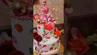 Barbie Doll Cake Design | Pink Barbie Cake With Princess Crown |#shortsfreed#decoration# trinding
