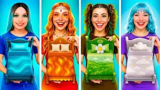 Empat elemen bangun Rumah Mini! Gadis Bumi, Api, Udara, dan Air di dunia nyata!