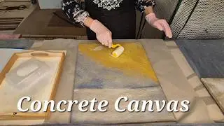 2 Original Mixed Media Concrete Canvases with 3D Texture - Beach Scene & a Rose