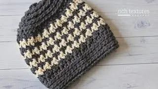 Bulky Houndstooth Beanie Crochet Pattern