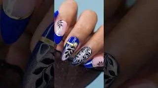 Chic Leaf Nails🌿💙So Pretty!