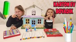 BAHAR VE BANH ALYA İLE KARTON EV BOYADIK BAKIN NASIL OLDU ?  ماما جابت بيبي - جنى مقداد | طيور الجنة