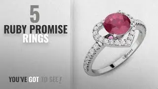 10 Best Ruby Promise Rings: 14K White Gold 0.93 ctw Round Cut Ruby with Diamond Accents Solitaire