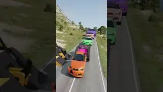 Big & Small Colorful Cars vs Destroyer Machine #128 | BeamNG.drive