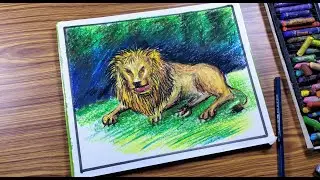 Lion drawing and colouring with oil pastel colour||lion drawing easy|| how to draw a lion easy