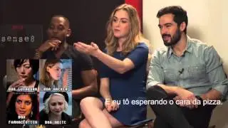 Elenco de Sense8 de frente com os memes brasileiros da s&eacute;rie