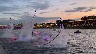 Sunset flyboard show from Moscow, Gorky Park (Флайборд шоу в Москве. Парк Горького. Май 2023)