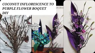 DIY Coconut inflorescence Purple Flower Boquet /DIY flower boquet #waste to decor  #flower crafts