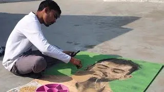 Virat Kohli 3d rangoli art live