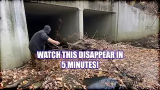 Accelerated footage of me unclogging a culvert ASMR