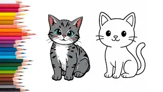 How to Draw a Cute Cat 🐈 Esay Step By Step Drawing Tutorial 🎨
