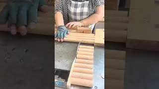 The process of smooth round wood cutting process #process
