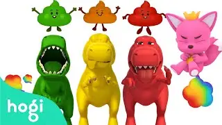 Dinosaur Colorful Fart 🌬️ + Poo Poo 💩｜🌈 Rainbow Poo Poo Song｜Colors for Kids｜Hogi Pinkfong
