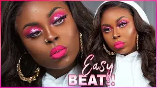 OD EASY 💕 | FULL FACE Pink neon Makeup tutorial | Juvias Place Wahala | Fenty 420 foundation