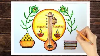 Vasant Panchmi Drawing easy | Basant Panchmi Drawing | Vasant Panchmi special drawing