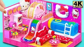 Make Recycled Swimming Pool in Super Cute Hello Kitty House from Cardboard ❤️ DIY Miniature House