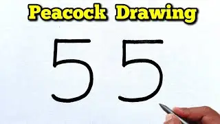 🦚 How to Draw a Beautiful Peacock from Number 5 | Magic Drawing Idea
