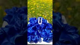 Royal blue satin scrunchie - L Size        #handmadrincanada #satinscrunchie #hairaccessories
