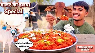 Ganesh or Vrinda ke liye special Gajar ka halwa ?!😂 || Talking cow Vrinda 