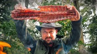Целая оленина, приготовленная на раскаленном камне 🦌🔥  | ASMR Outdoor Cooking
