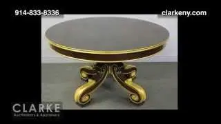 Antique Furniture | Large Round Starburst Inlaid Dining Table. | From a Bedford Corners NY Estate