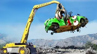 Amazing Powerful Doodles Excavator Destroy Car | Oversize Load Heavy Equipment Machines Working