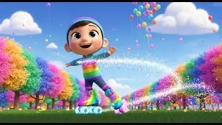 Learn Colors with Rainbow Roller Skates | Nursery Rhyme Song for Kids