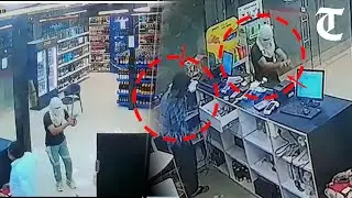 2 masked men rob cash at gunpoint from liquor store in Gurugram: robbery caught on CCTV cameras