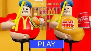 MCDONALDS BARRY vs BURGER KING BARRY in BARRY BARRY'S PRISON RUN! New Obby Roblox