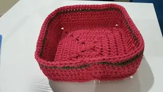 باسكت كروشيه بخيط المكرميه #كروشيه #باسكت_مربع