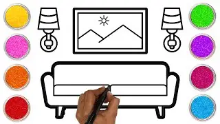 How to Draw Easy Living Room | Couch Drawing, Painting and Coloring for Kids, Toddlers