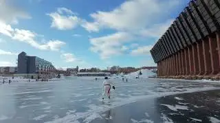 Elvis ice skating on lake superior. #swickysfamoutdoors #outdoors #outdoors 🎣🔥