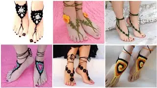 Simple and  running women feet jewelry of crochet anklets design