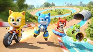 Color Cats Racing Across All Stunt Worlds | Fast, Funny & Cinematic for Kids