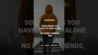 some roads you have to take alone 😔 no family,friends,partner just you and job 💯