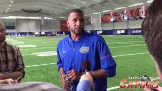 Florida Gators assistants Chris Rumph and Kerry Dixon II speak to reporters