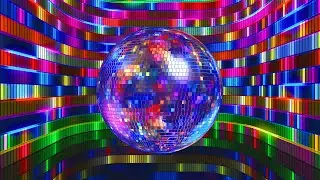 4K Screensaver | Colorful Retro Disco Ball on Geometric Block Wave &ndash; Psychedelic VJ Loop (No Sound)