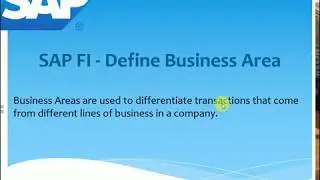 Define Business Area In SAP
