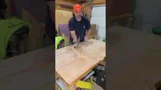 Flattening the workbench #woodworking #wood #handplane #whisky #makersmark #maker #diy  #fyp #work