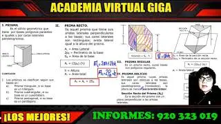 GEOMETRIA:- Prisma y Cilindro - Teoría y Problemas Resueltos [ACADEMIA VIRTUAL GIGA]